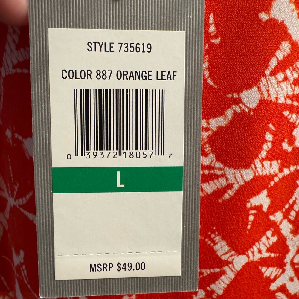 NWT CHAUS New York Women's Orange Leaf Print Faux Wrap Sleeveless Top Size L - Picture 7 of 10